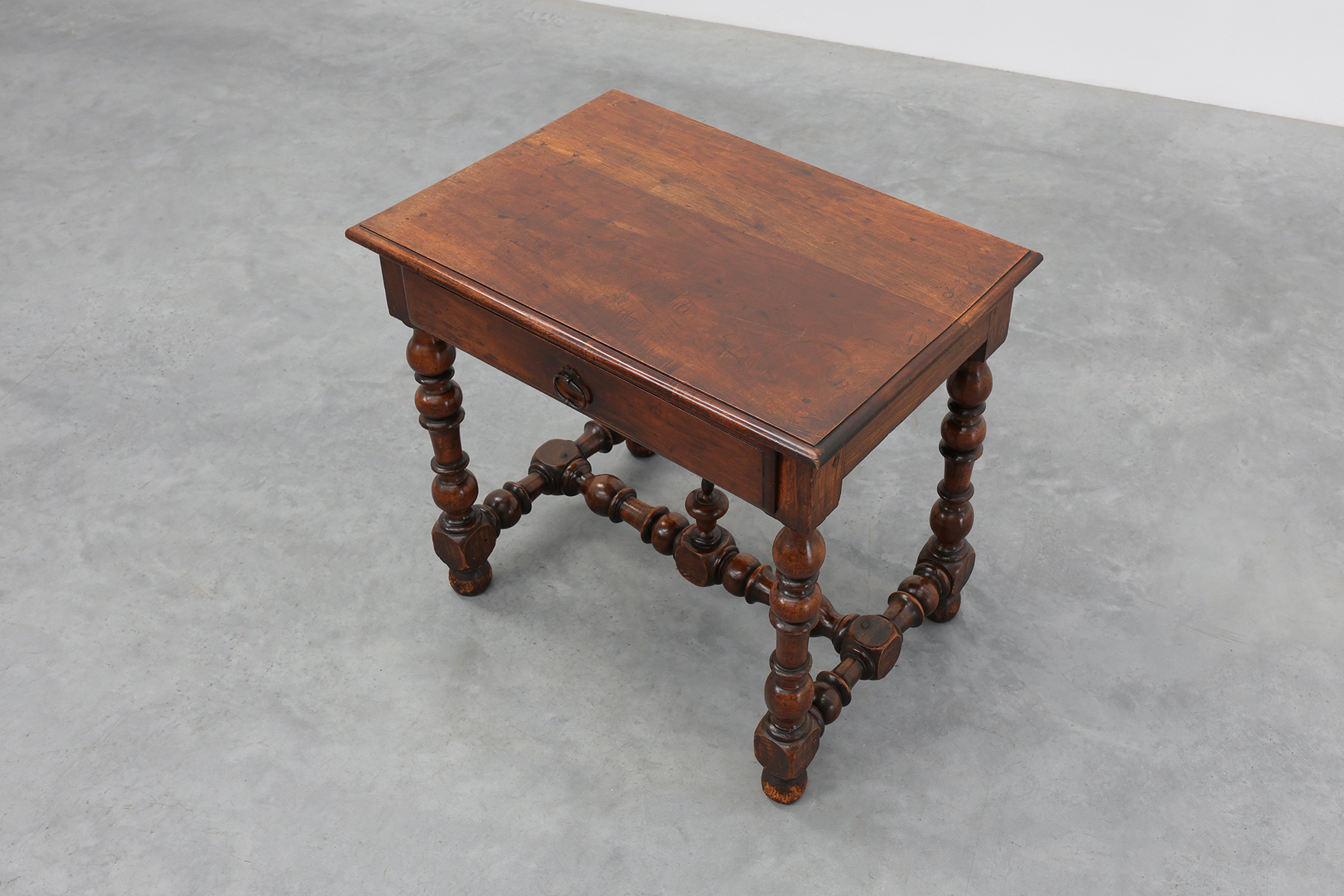 French Louis XIII Walnut Side Table with Drawer and Turned Legs, circa 1850thumbnail